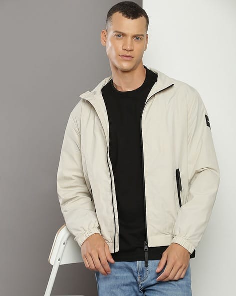 Mens Jackets Outline Logo Jacket Calvin Klein Beige Calvin Klein