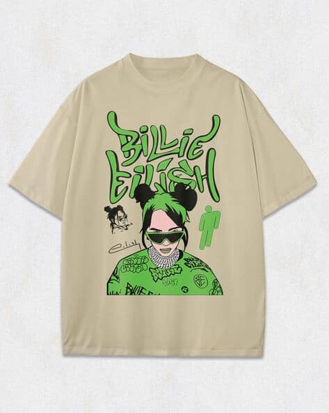 Buy Crazymonk BILLIE EILISH-Men Typographic Online | Ajio.com
