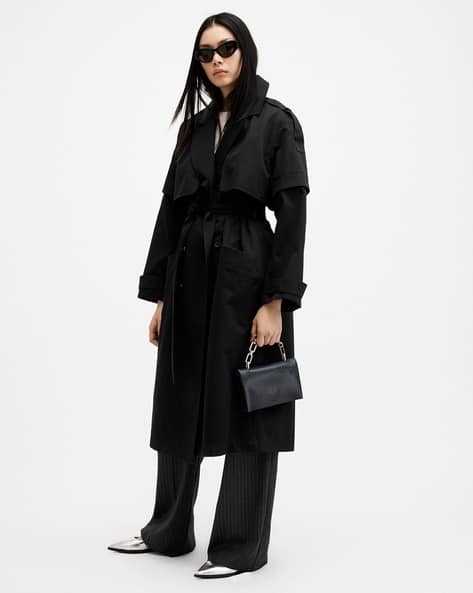 Buy ALL SAINTS Clyde Trench Coat with Removable Sleeves | Black 