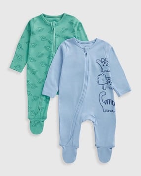 mothercare Boys Pack of 2 Dinosaur Print Cotton Sleepsuits-picture-24