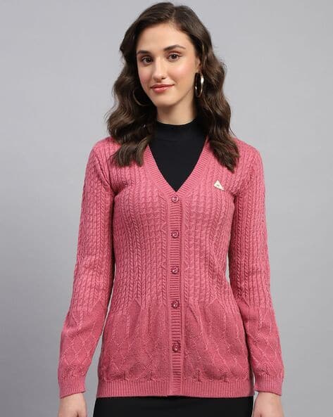Buy Pink Sweaters Cardigans for Women by Monte Carlo Online