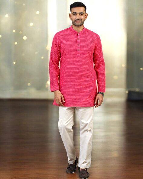 TATTVA Men Textured Short Kurta