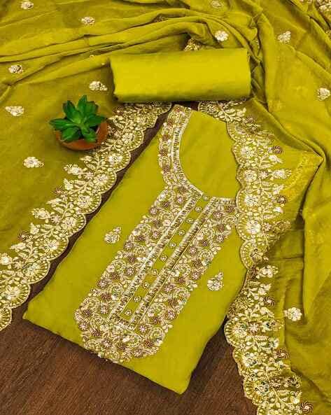 Women Embroidery Unstitched Dress Material Price in India