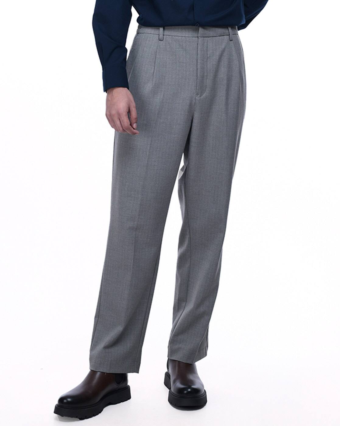 macys mens grey dress pants Men Straight Fit Pants- Light Grey – Eyolf main image 0