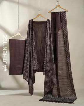 Handblock Print Katan Silk 3-Piece Dress Material