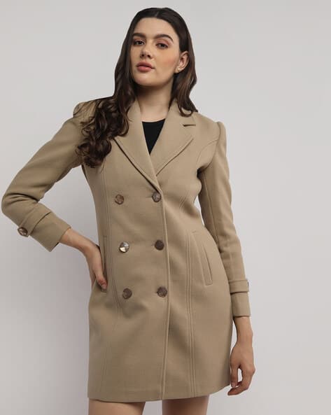 Women Regular Fit Double-Breasted Coat