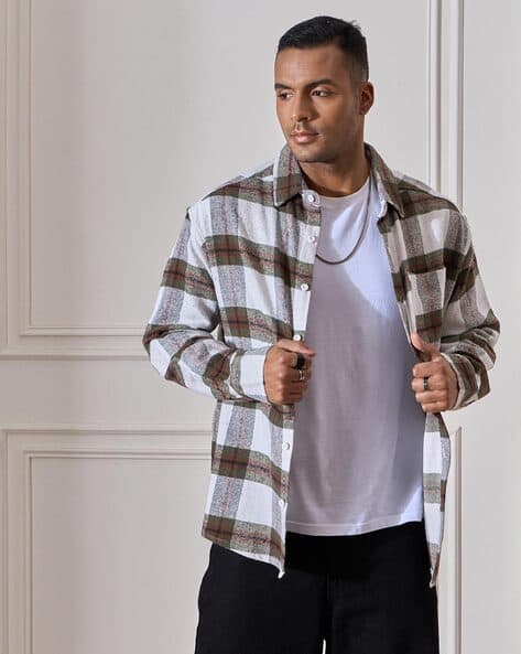 Oversized Flannel Shirt Mens Men Checks Oversized Fit Shirt