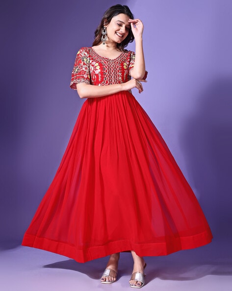 Women Embroidery Anarkali Kurta Set Price in India