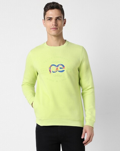 Men Brand Embroidered Regular Fit Crew-Neck Sweatshirt