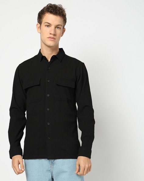 Men Relaxed Fit Shirt with Flap Pockets