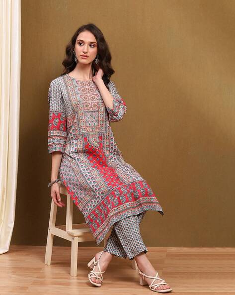 Biba Women Printed Straight Kurta Set