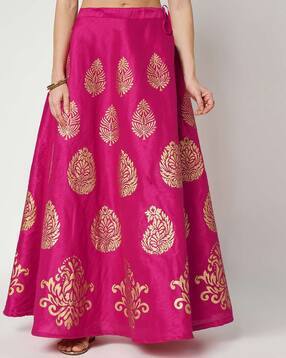 Women Block Print Flared Skirt