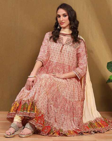 Biba Red Printed Cotton Anarkali for women price in India on 27th October 2024 PriceHunt