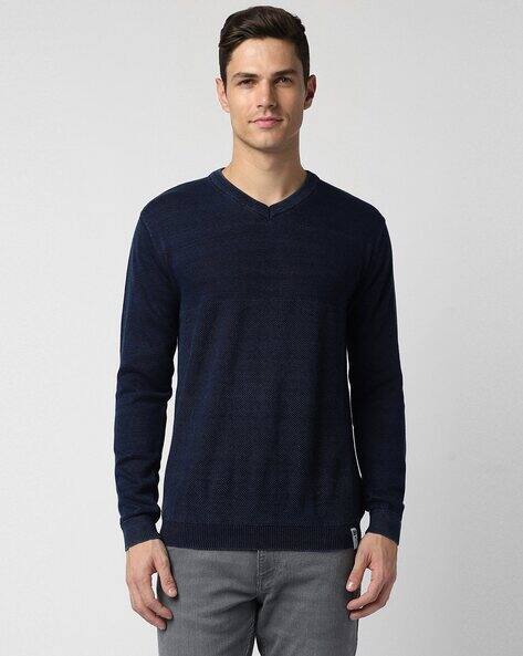 PETER ENGLAND CASUALS Men Regular Fit Cotton V-Neck Pullover
