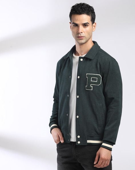 Price History of JOHN PLAYERS JEANS Men Embroidered Slim Fit Bomber Jacket with Slip Pockets