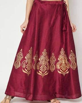 Women Block Print Flared Skirt