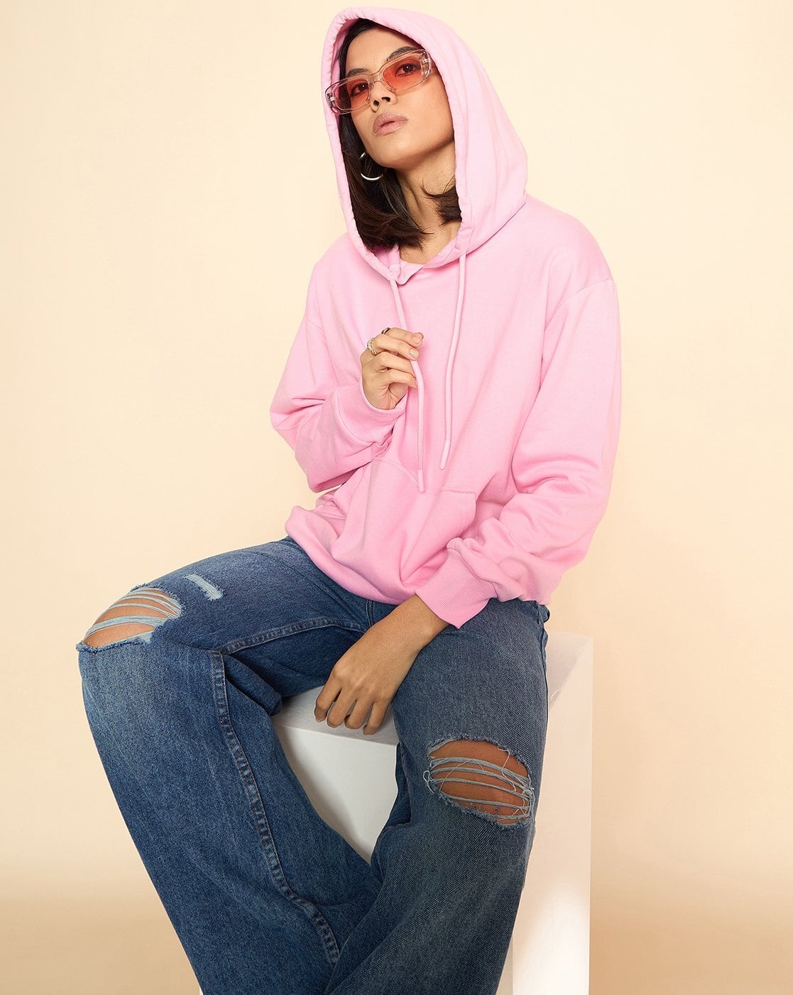 Buy Pink Sweatshirt & Hoodies for Women by COLOR CAPITAL Online