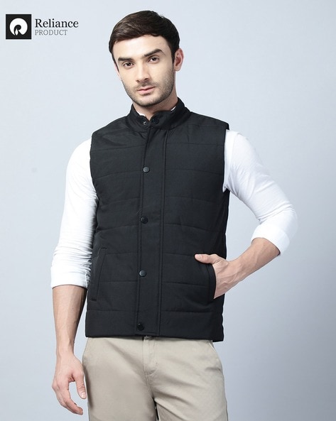 Men Quilted Regular Fit Gillet with Slip Pockets