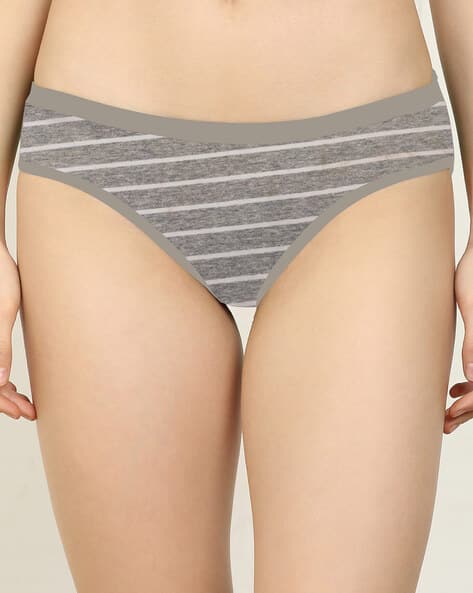 CUMSIN Women Striped Cotton Thong Briefs