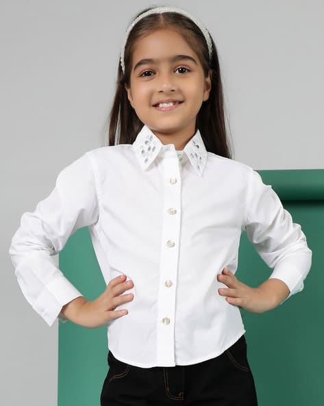 Outfit Girls White Shirt Dress Spread Shirt Dress