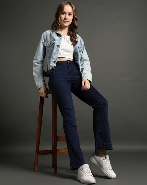 Women LCK101 Lightly Washed Flared Jeans