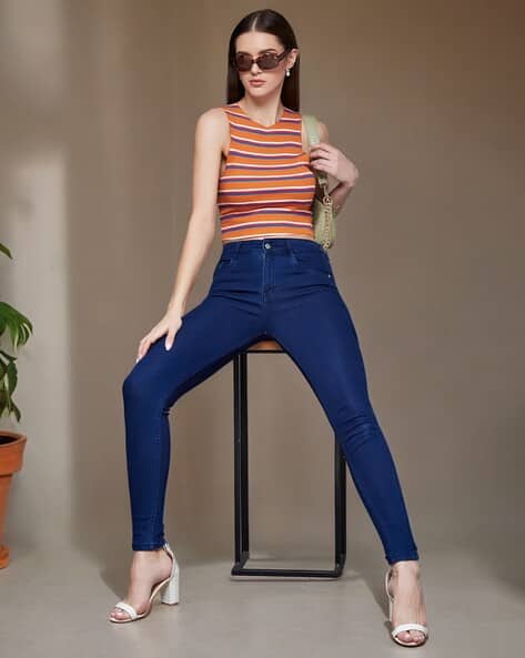 Buy Navy Blue Jeans Jeggings for Women by MISS CHASE Online