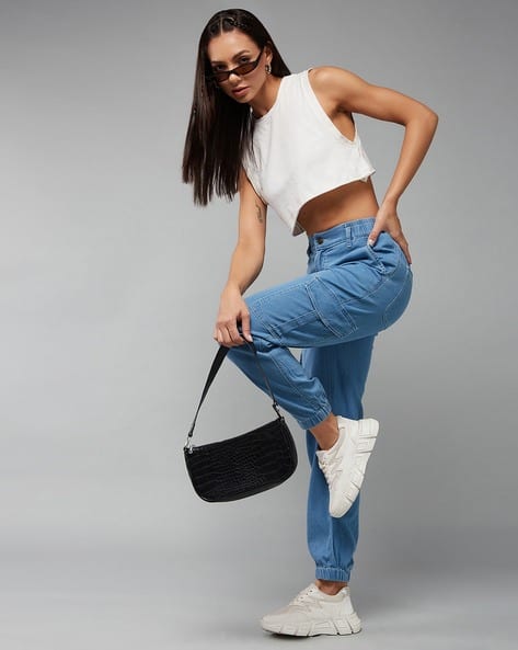 Women Light Weight Mid-Rise Jogger Jeans