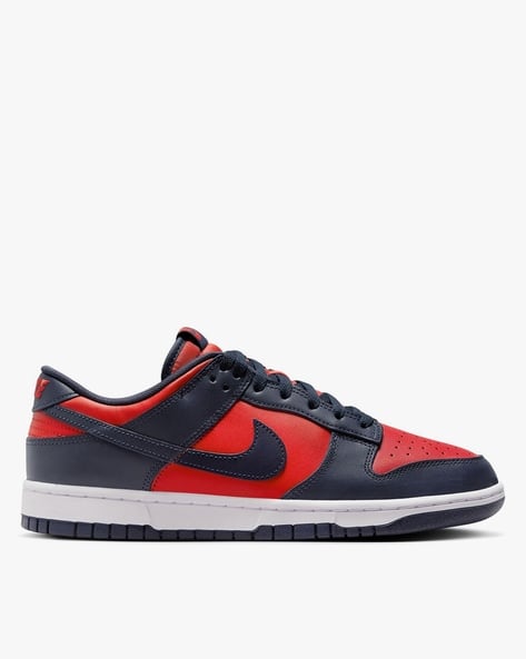 Buy NIKE Men Dunk Low Retro Lace-Up Sneakers Red Navy Blue