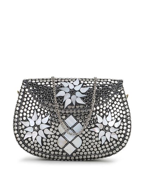 Embellished Clutch with Chain