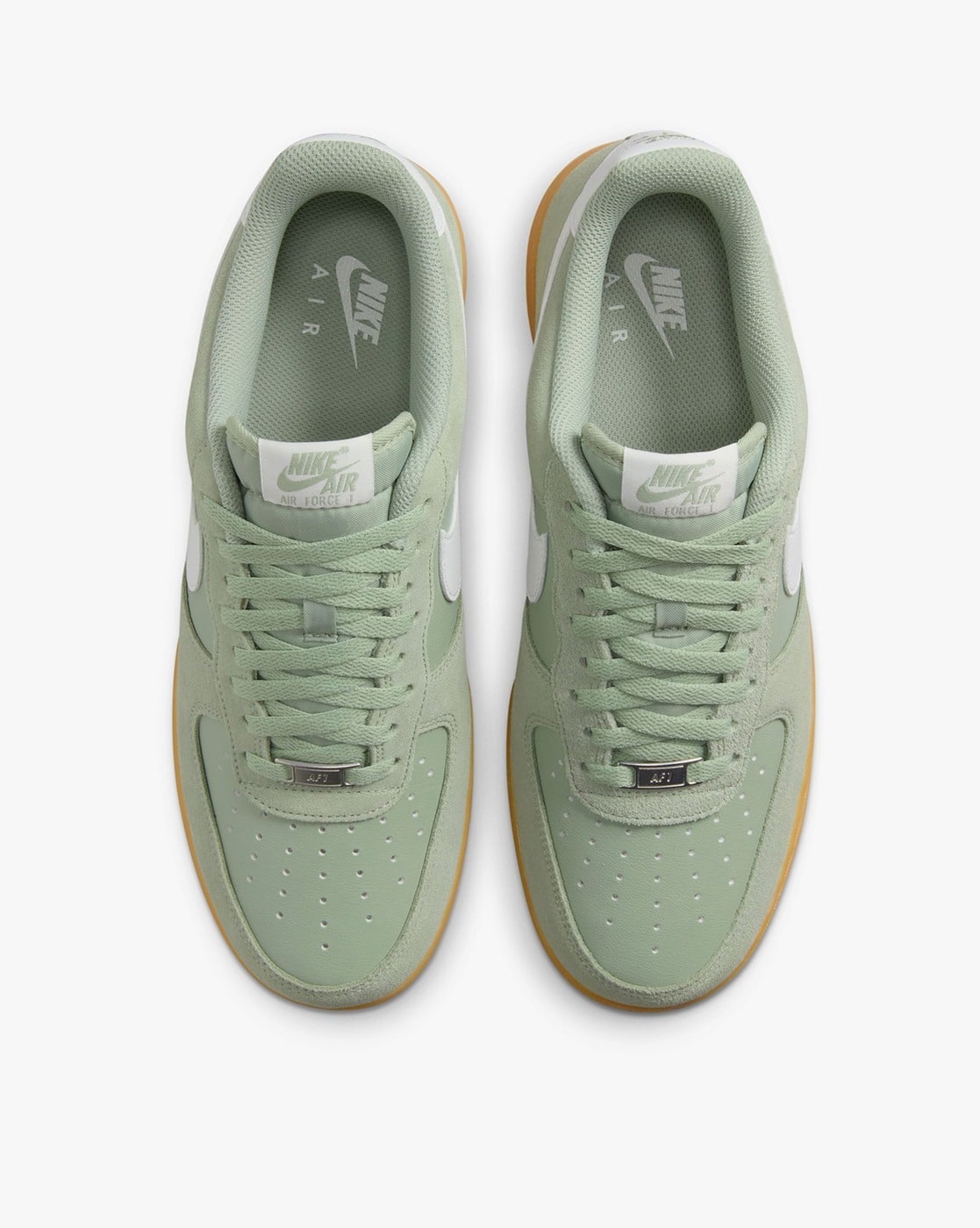 nike green air force 1 trainers with gum sole