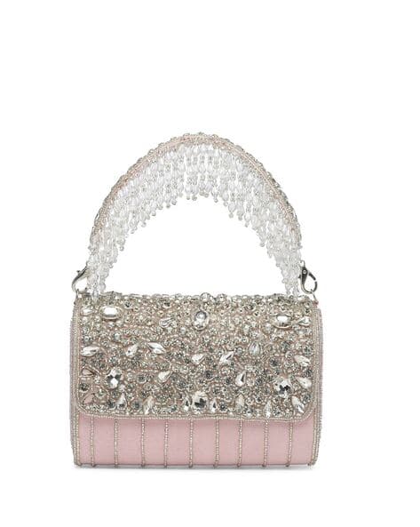 Embellished Foldover Clutch with Detachable Handle