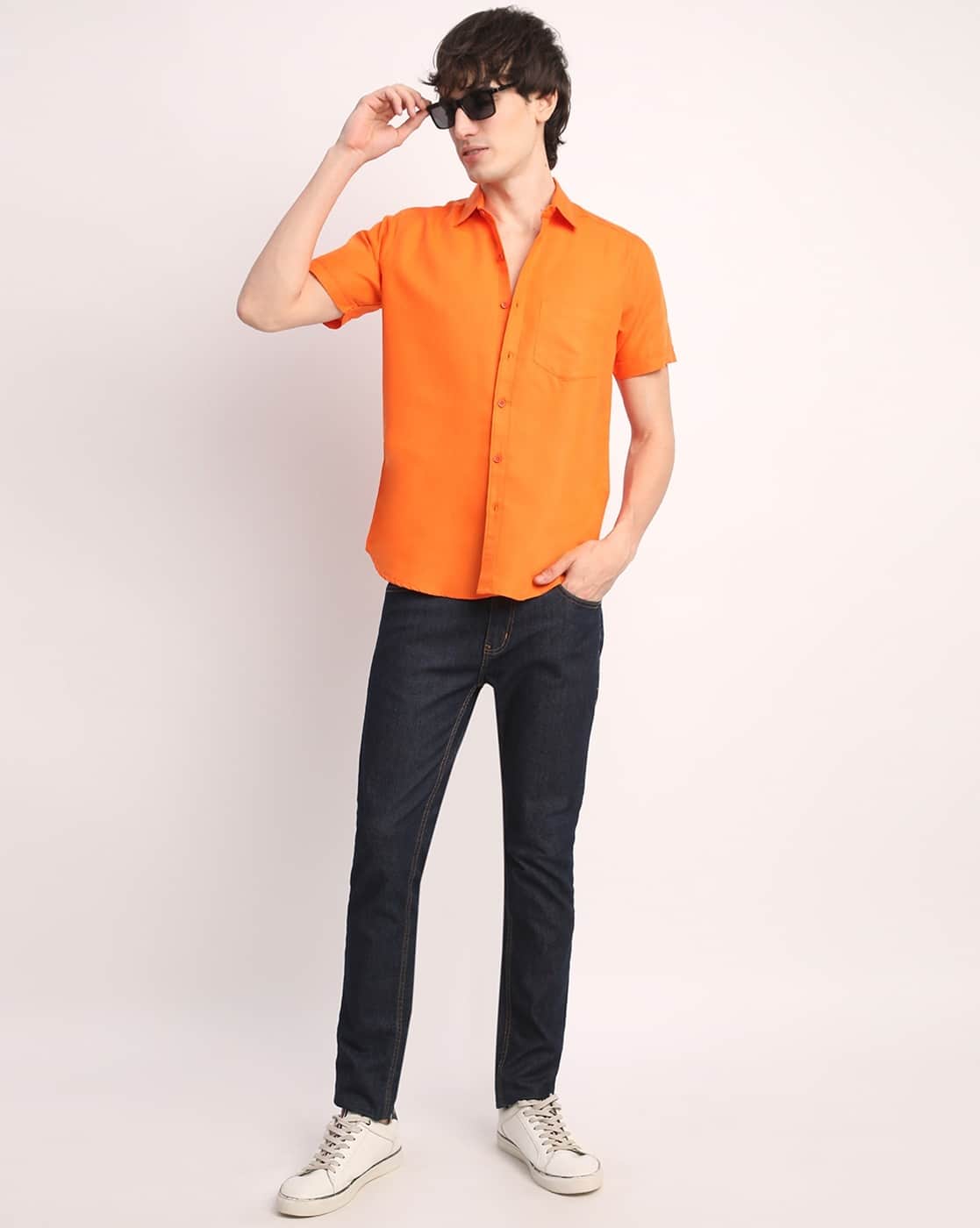 Buy Orange Shirts for Men by Voroxy X AG Online | Ajio.com