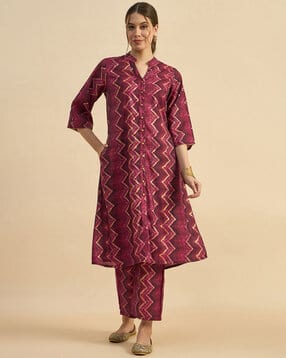 azira Women Chevron Kurta with Pants Set-picture-43