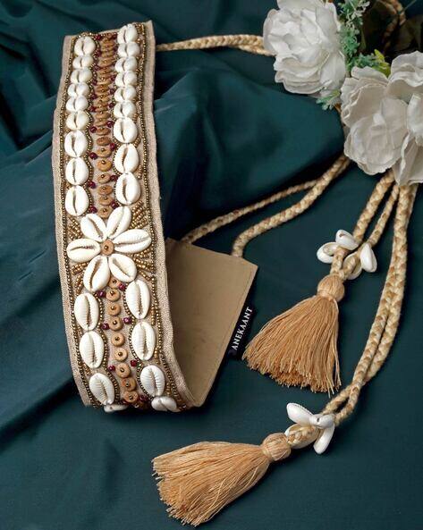 Embellished Shell Work Wide Belt - Main Image