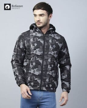 john players select Men Printed Slim Fit Hooded Bomber Jacket-picture-14