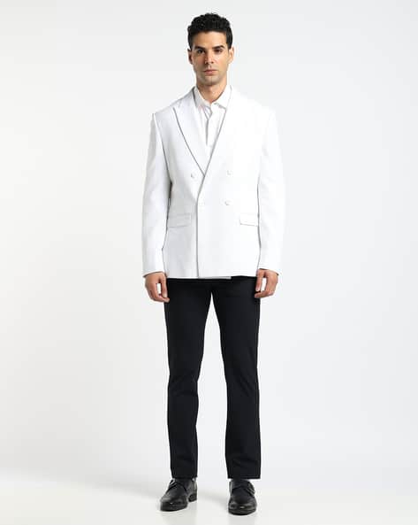 Men Relaxed Fit Double-Breasted Blazer
