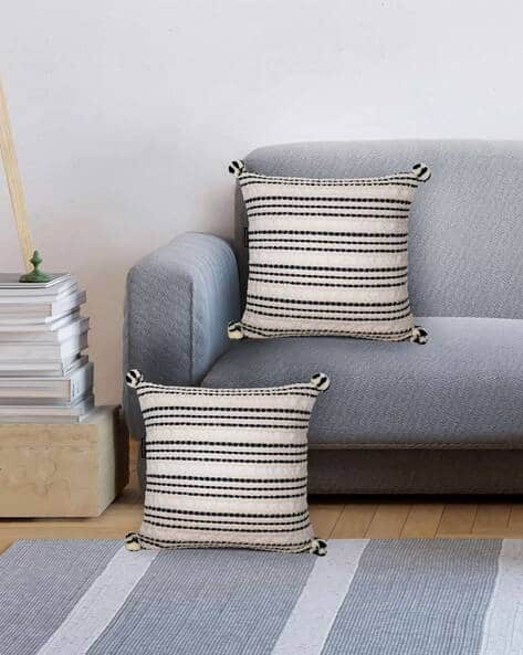 Set of Striped Square Cushion Covers 16