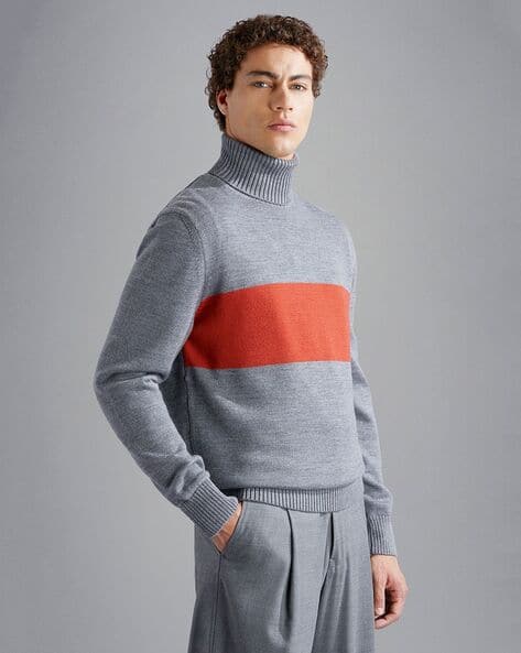 Wool Turtleneck Sweater with Moon Badge