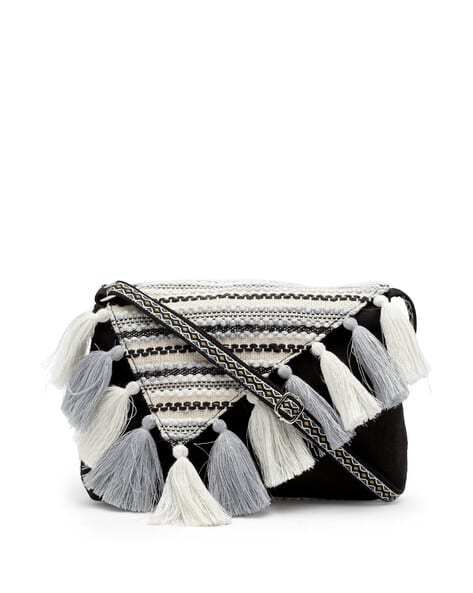 Embroidered Sling Bag with tassels