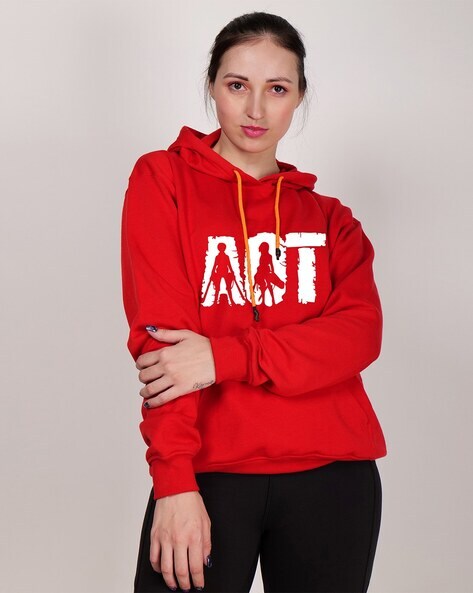 Red graphic hoodie women's sale