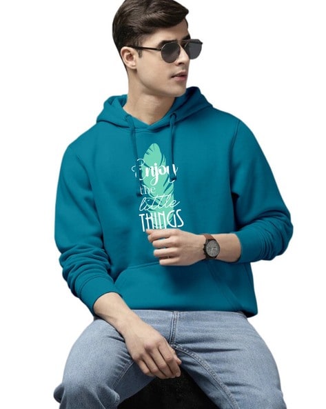 Men Typographic Print Regular Fit Hoodie