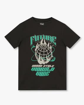 Boys Graphic Print Boxy Fit Crew-Neck T-Shirt