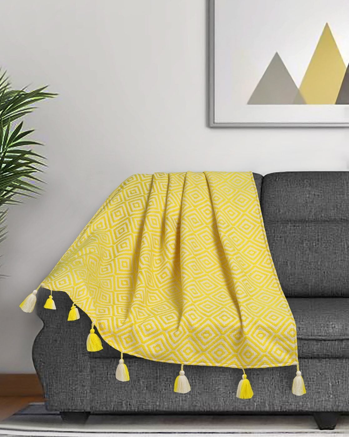 Buy Yellow White Blankets Dohars Quilts for Home Kitchen by Mezposh Online Ajio