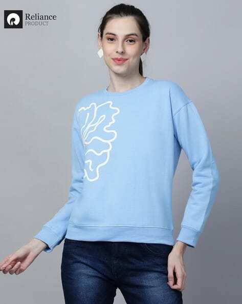Buy Blue Sweatshirt Hoodies for Women by IVIS Online