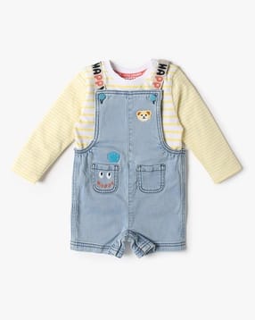 inf frendz Boys Regular Fit Dungaree with Striped T-Shirt-picture-47