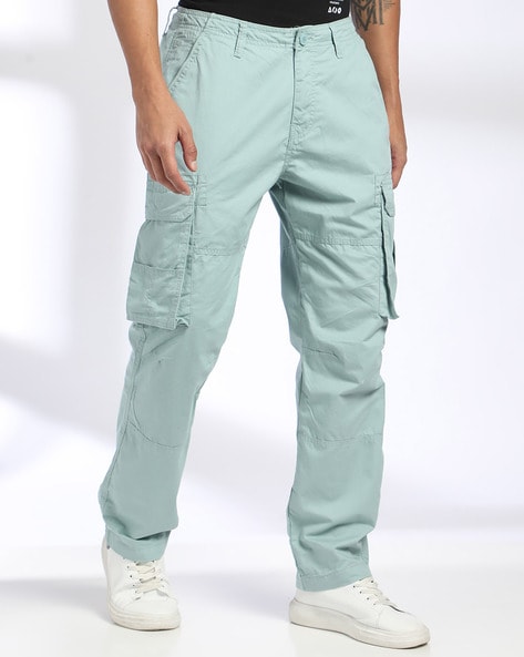 Men Flat-Front Loose Fit Cargo Pants