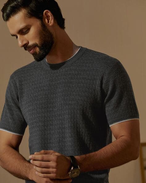Buy Andamen Regular Fit Merino Wool Crew-Neck T-Shirt | Grey Color