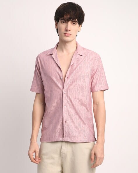 Voroxy X AG Men Pointelle-Knit Regular Fit Shirt
