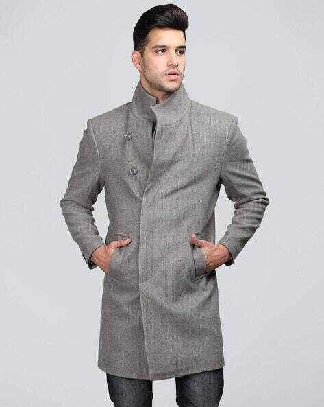Men Regular Fit Coat with Insert Pockets