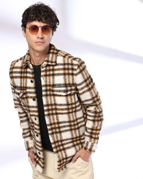 JOHN PLAYERS JEANS Men Checked Slim Fit Jacket